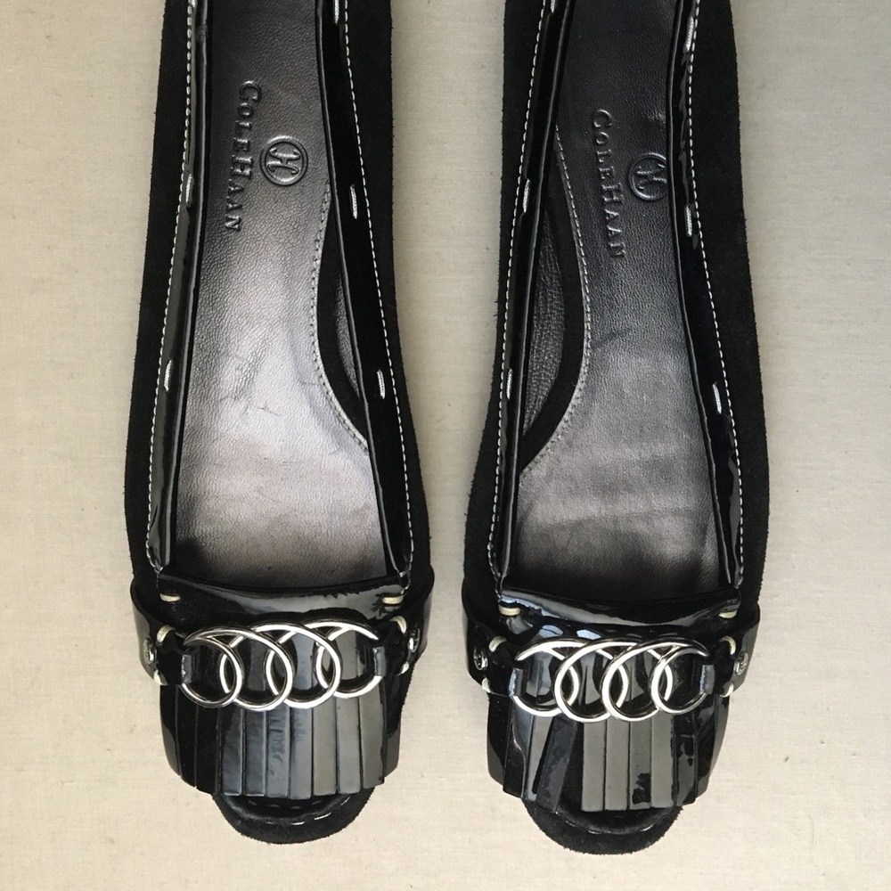 Cole Haan Patent Leather and Suede Fringed Loafer